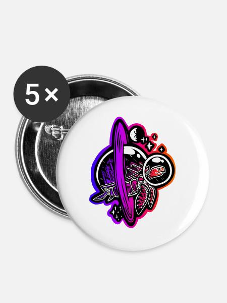 Zeitreisende Schildkröte - Buttons groß 56 mm (5er Pack) - Weiß