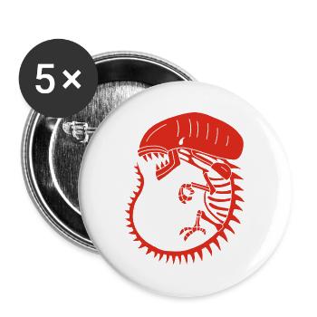 Rotes außerirdisches Monsterskelett - Buttons groß 56 mm (5er Pack) - Weiß - Vorne