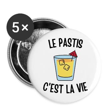 Le pastis c'est la vie - Lot de 5 grands badges (56 mm) - blanc - Devant