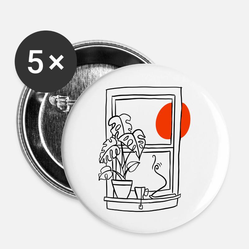 Window and Tea - Buttons large 2.2''/56 mm (5-pack) - white