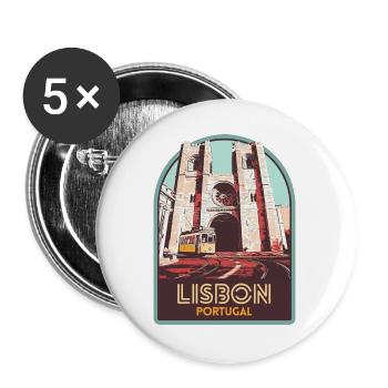 Lisbon, beautiful city Portugal cathedral tram - Buttons large 2.2''/56 mm (5-pack) - white - Front