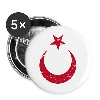 Turkey Türkiye Bayrak - Buttons large 2.2''/56 mm (5-pack) - white - Front