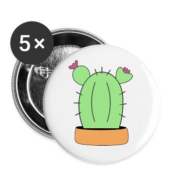 Cactus, cacti, succulents, plant - Buttons large 2.2''/56 mm (5-pack) - white - Front