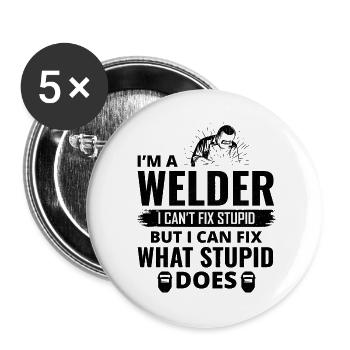 Welding Welder Metal Construction Ironworker - Buttons large 2.2''/56 mm (5-pack) - white - Front