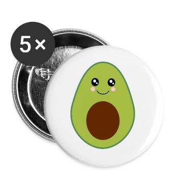Kawaii, fruits, vegetables, vegan, avocado - Buttons large 2.2''/56 mm (5-pack) - white - Front