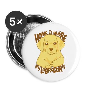 Hunde Geschenk Hundehalter Labrador Haustier Hund - Buttons groß 56 mm (5er Pack) - Weiß - Vorne