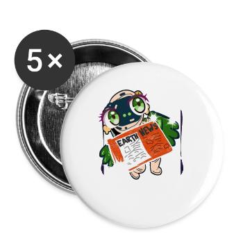 Nachrichten - Weltraum - Buttons groß 56 mm (5er Pack) - Weiß - Vorne