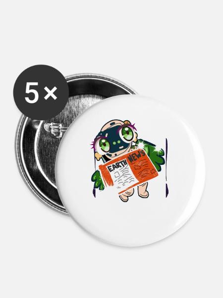Nachrichten - Weltraum - Buttons groß 56 mm (5er Pack) - Weiß