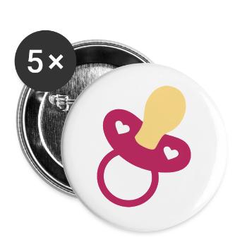Baby Geburt 2025 Geschenk Geschenkidee - Buttons groß 56 mm (5er Pack) - Weiß - Vorne