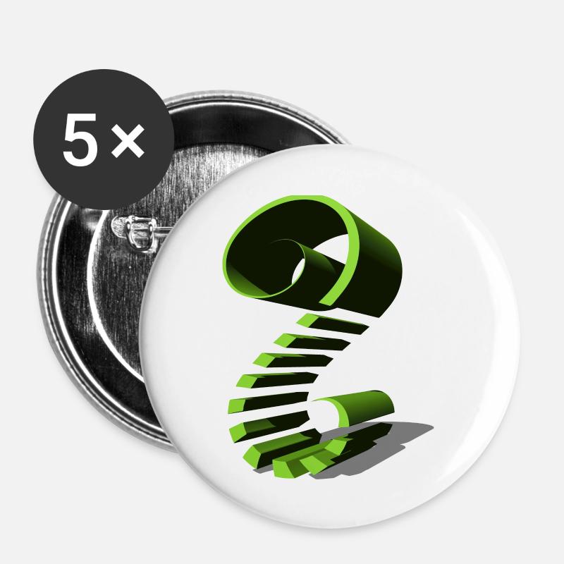 En forme de vert - Lot de 5 grands badges (56 mm) - blanc