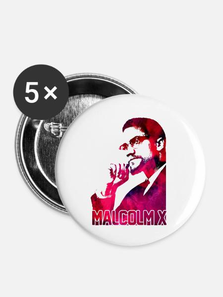 Malcolm X - Buttons groß 56 mm (5er Pack) - Weiß