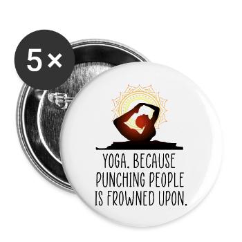 Yoga lustiges Zitat - Buttons groß 56 mm (5er Pack) - Weiß - Vorne