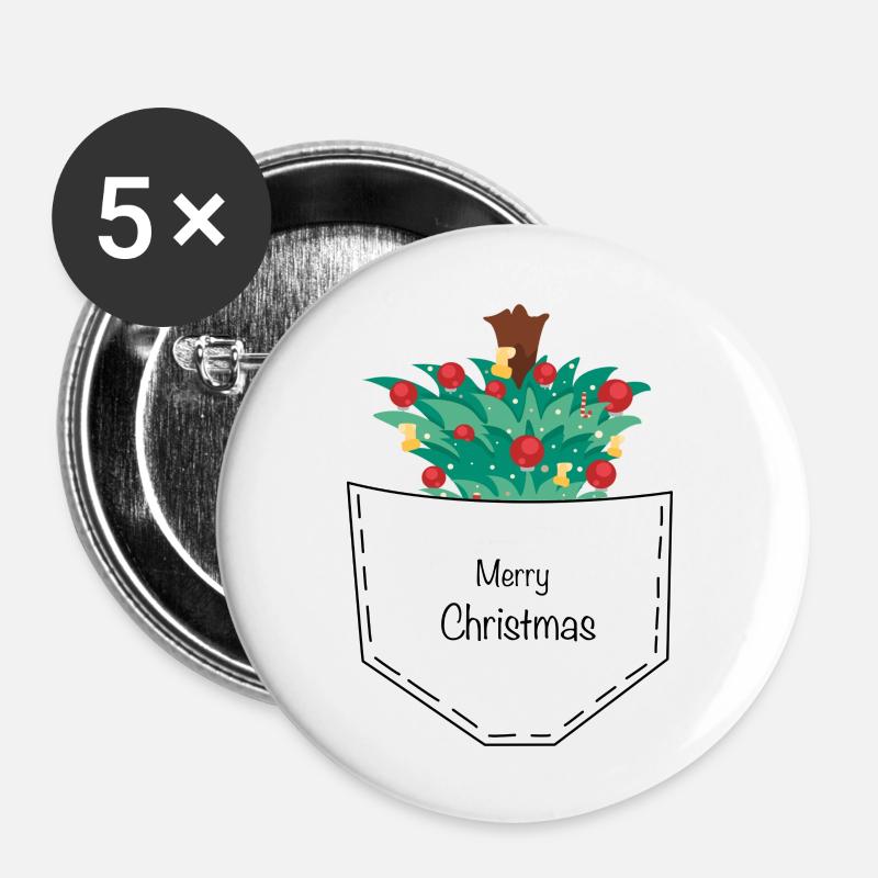 Merry Christmas 2 - Buttons groß 56 mm (5er Pack) - Weiß