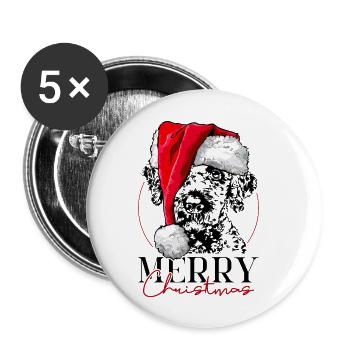 Père LAGOTTO ROMAGNOLO Joyeux Noël Wilsigns - Lot de 5 grands badges (56 mm) - blanc - Devant