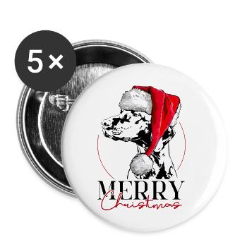 Santa MAGYAR VIZSLA Chiens de Noël Chien Wilsigns - Lot de 5 grands badges (56 mm) - blanc - Devant