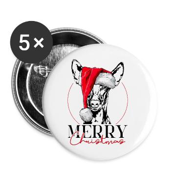 Père Noël Chien Joyeux Noël Chien Wilsigns - Lot de 5 grands badges (56 mm) - blanc - Devant