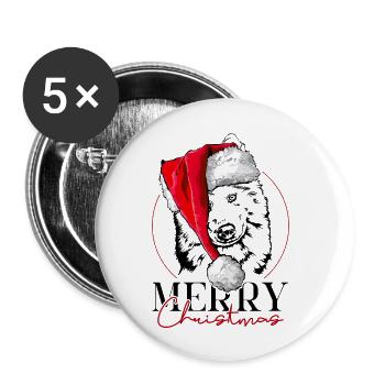 Père Noël Joyeux Noël Chiens Wilsigns - Lot de 5 grands badges (56 mm) - blanc - Devant