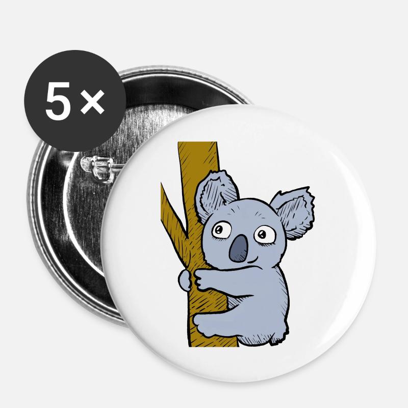 Cheeky Koala - Buttons large 2.2''/56 mm (5-pack) - white