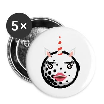 Einhorn Golfplatz - Buttons groß 56 mm (5er Pack) - Weiß - Vorne