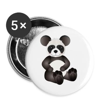 zuckersüßer kleiner Panda als tierischer Begleiter - Buttons groß 56 mm (5er Pack) - Weiß - Vorne