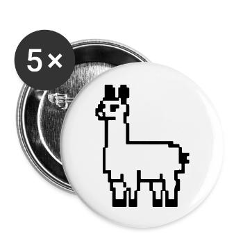 Pixel Alpaca Lama Pixel Art Gift Idea - Buttons large 2.2''/56 mm (5-pack) - white - Front