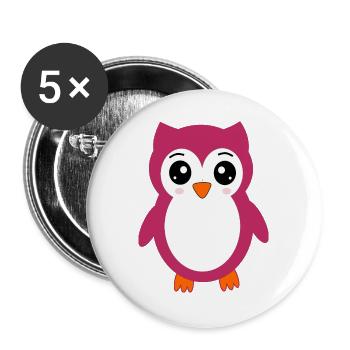 Cadeau de t-shirt hiboux kawaii mignons - Lot de 5 grands badges (56 mm) - blanc - Devant