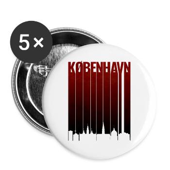 Copenhagen Red Gradient Typo - Buttons large 2.2''/56 mm (5-pack) - white - Front