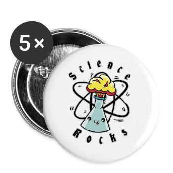 Wissenschaft Rockt - Buttons groß 56 mm (5er Pack) - Weiß - Vorne