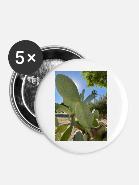 Kaktus - Buttons groß 56 mm (5er Pack) - Weiß
