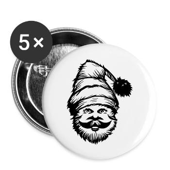 Chapeau de Noël Père Noël Noël 11 - Lot de 5 grands badges (56 mm) - blanc - Devant
