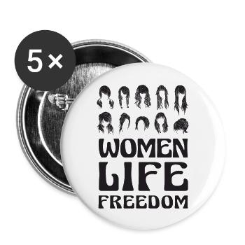Cute Iranian Women - Women Life Freedom - Buttons large 2.2''/56 mm (5-pack) - white - Front