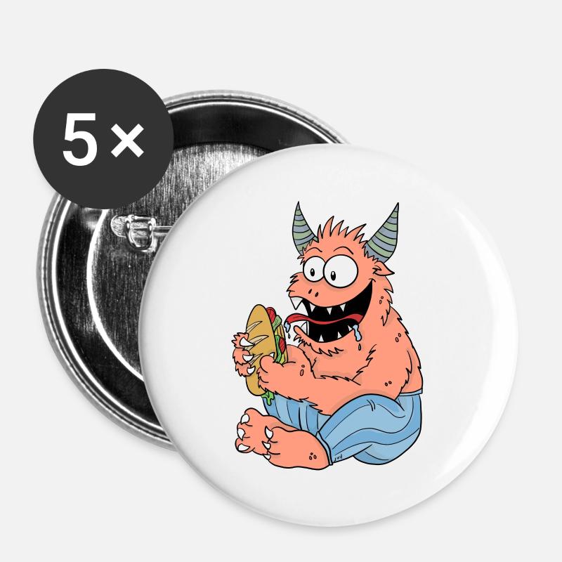 Binge monster - Buttons large 2.2''/56 mm (5-pack) - white