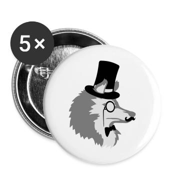 Sir Wolf Gentlemen Zylinder - Buttons groß 56 mm (5er Pack) - Weiß - Vorne