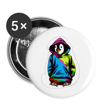 Cute penguin with colorful sweater - Buttons large 2.2''/56 mm (5-pack) - white - Front