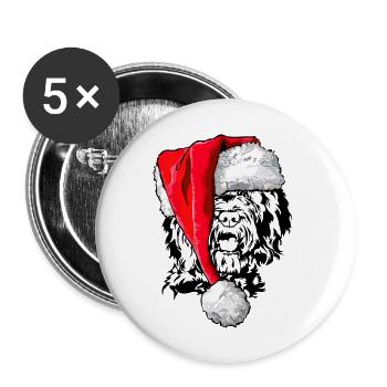 Santa BARBET Noël Chasse Chien Chiens Wilsigns - Lot de 5 grands badges (56 mm) - blanc - Devant