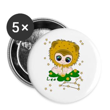 sternzeichen_leo - Lot de 5 grands badges (56 mm) - blanc - Devant