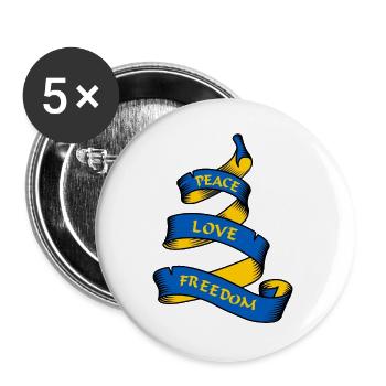 Curl banner with text Ukraine - Buttons large 2.2''/56 mm (5-pack) - white - Front