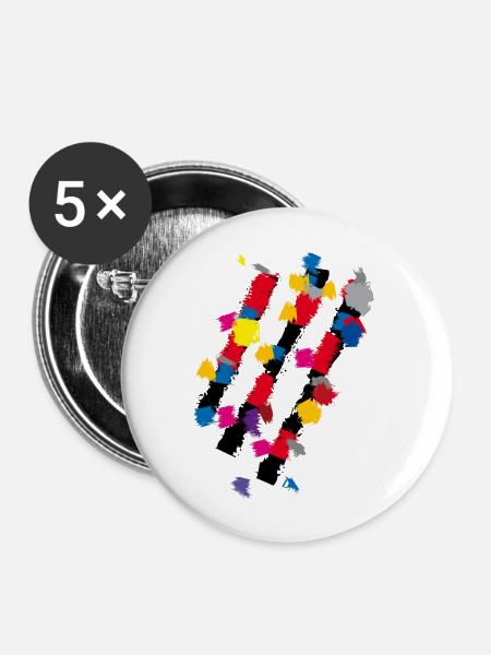 Abstrakt - Kunst Streifen Deko - Buttons groß 56 mm (5er Pack) - Weiß