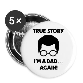 Parents enceintes Papa Famille Bonheur Bébé Déclaration - Lot de 5 grands badges (56 mm) - blanc - Devant