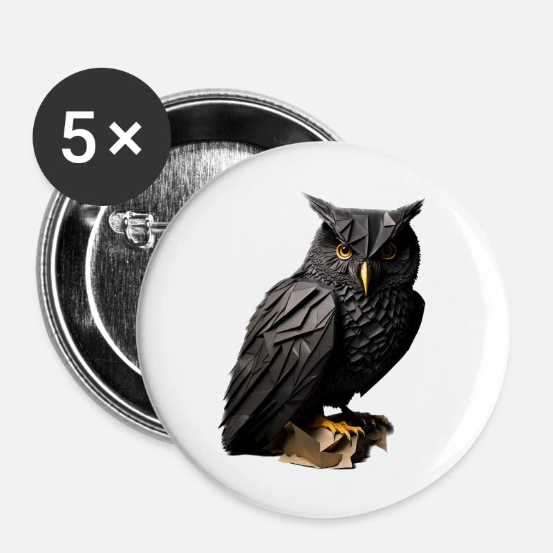 Owl - Buttons large 2.2''/56 mm (5-pack) - white