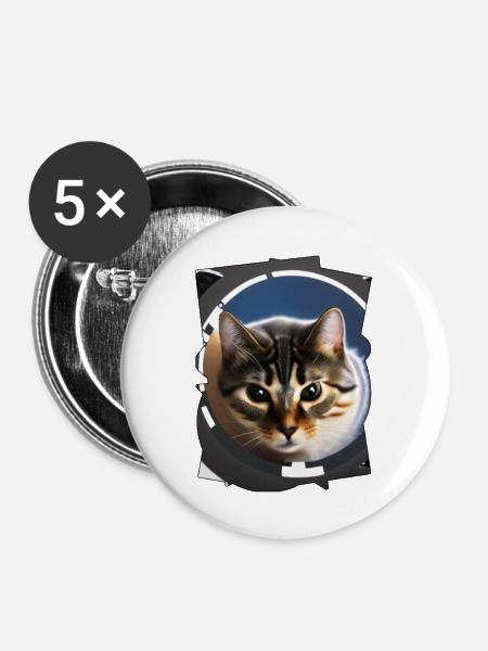 Space cat - Buttons groß 56 mm (5er Pack) - Weiß