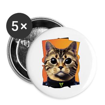 Katzenportrait - Buttons groß 56 mm (5er Pack) - Weiß - Vorne