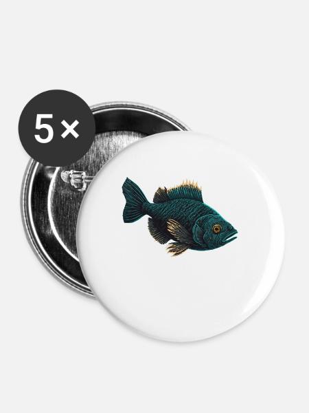 Fliegenfischer - Buttons groß 56 mm (5er Pack) - Weiß