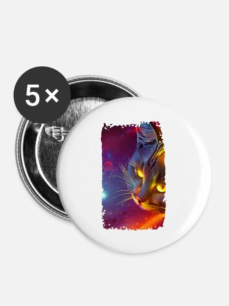 Space Cat - Buttons groß 56 mm (5er Pack) - Weiß