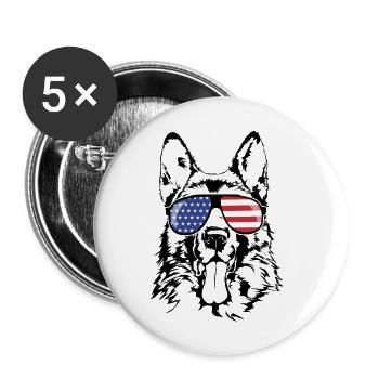 BERGER ALLEMAND Amérique Flag Chiens Wilsigns - Lot de 5 grands badges (56 mm) - blanc - Devant