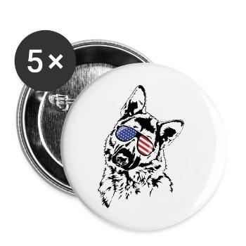BERGER ALLEMAND Amérique Flag Chiens Wilsigns - Lot de 5 grands badges (56 mm) - blanc - Devant