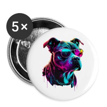 American Staffordshire Terrier Dogs American - Buttons groß 56 mm (5er Pack) - Weiß - Vorne