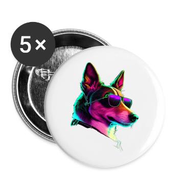 Basenji Dogs Basenjis - Buttons groß 56 mm (5er Pack) - Weiß - Vorne