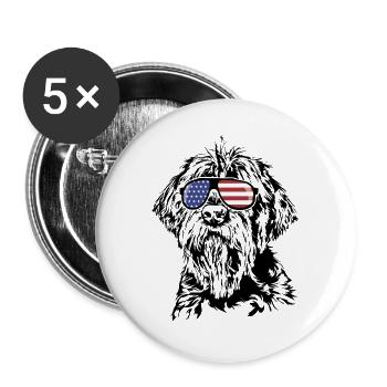 KORTHALS GRIFFON America Flag Dogs Wilsigns - Buttons large 2.2''/56 mm (5-pack) - white - Front