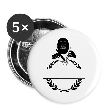 Welder logo transparent with laurel wreath - Buttons large 2.2''/56 mm (5-pack) - white - Front